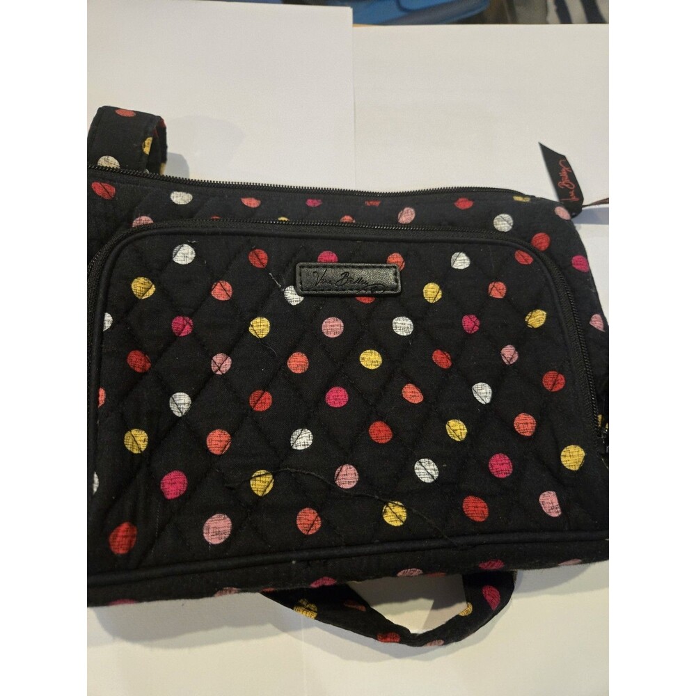 Vera Bradley Havana Dots Little Crossbody Purse Handbag Black With Colored Dots
